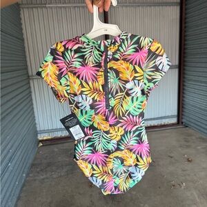 Tropical Leaf Print Swimsuit